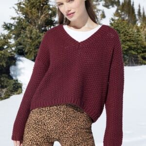 PACSUN L.A. HEARTS BURGUNDY SWEATER SIZE SMALL